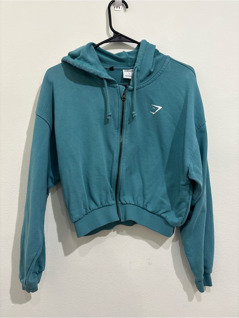 Gymshark Teal Crop Hoodie Size Large